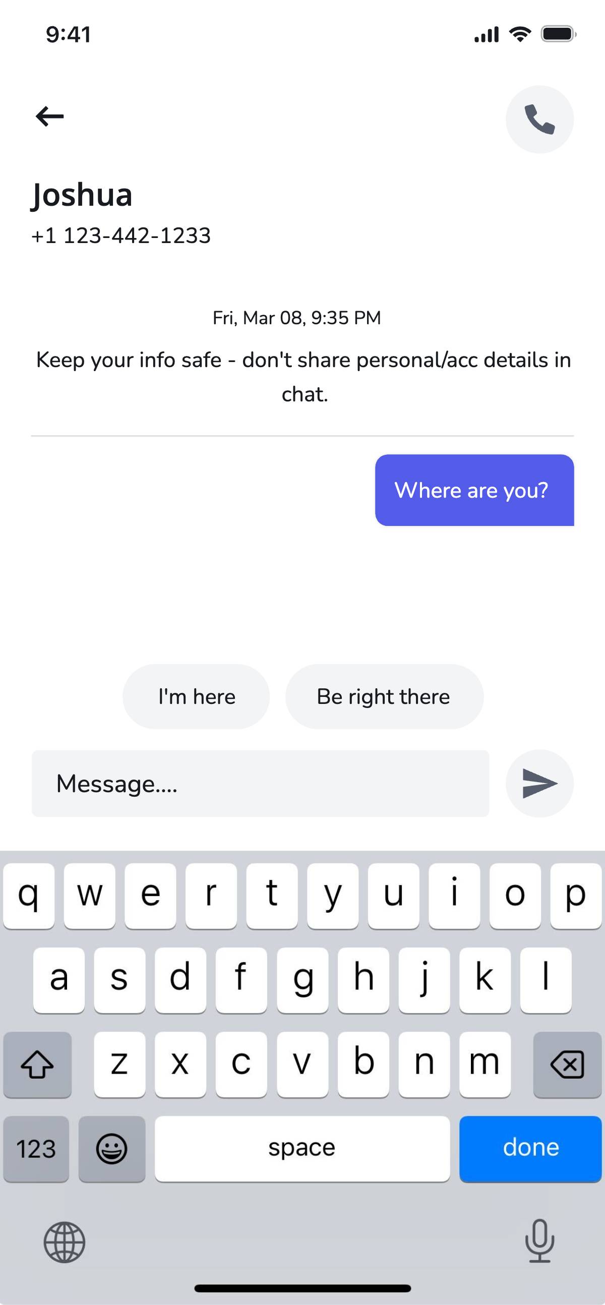 Inbox - Chat with driver