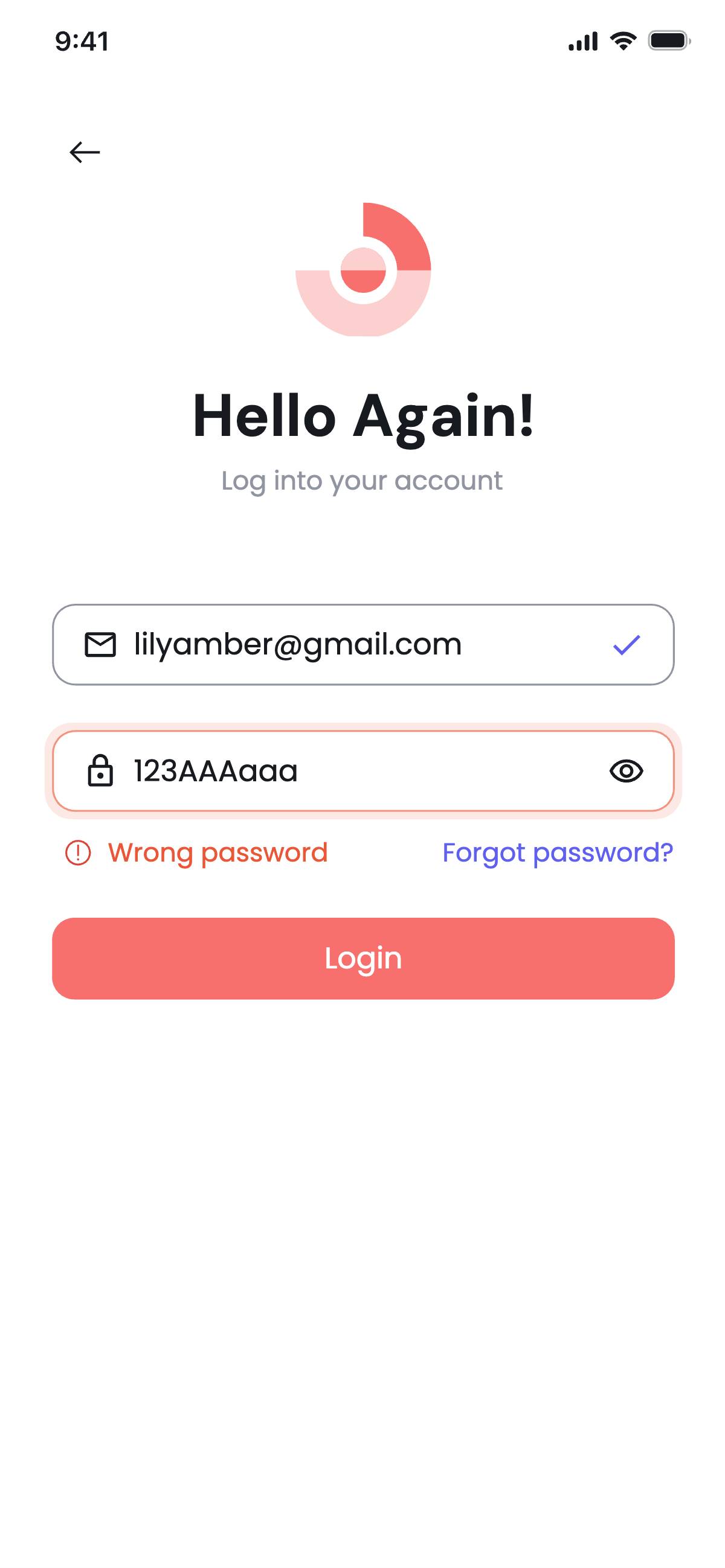 Sign in with email - Wrong password
