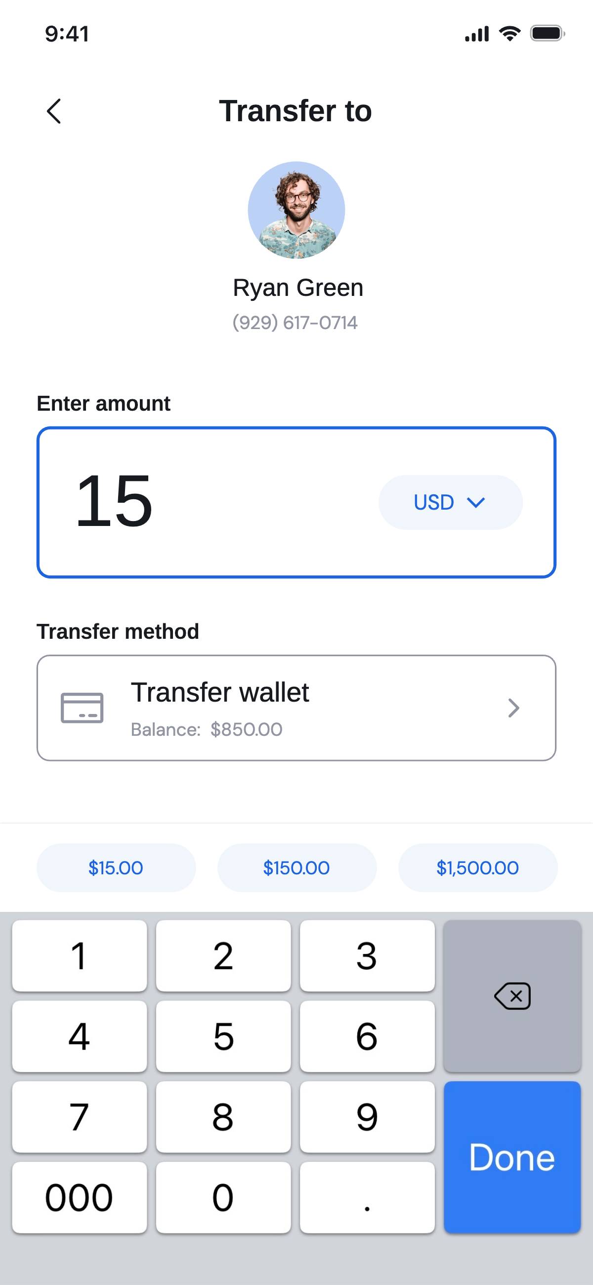 Transfer money - Input transfer amount