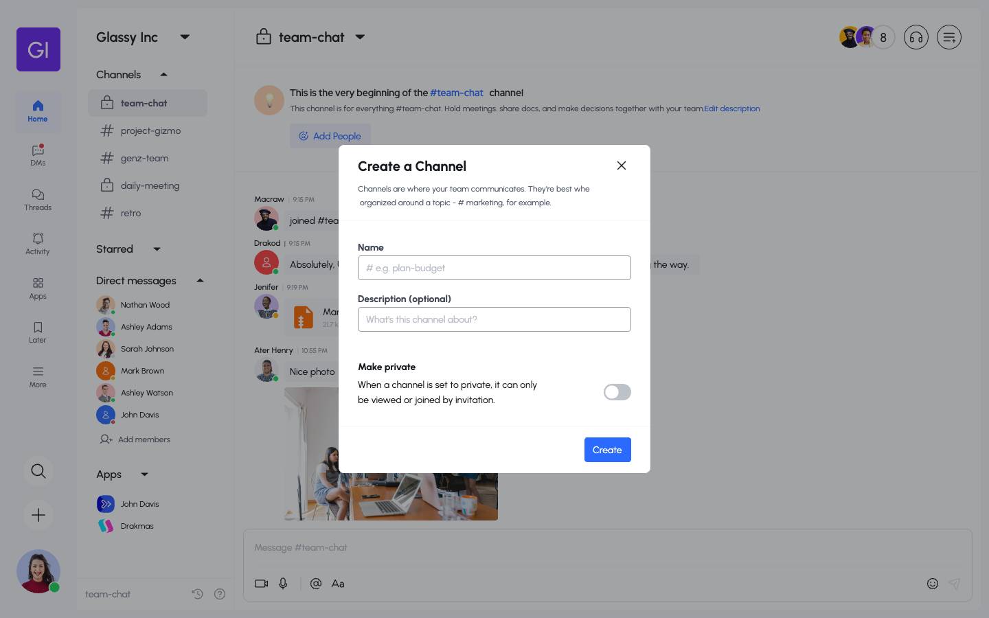 Inbox - Create a channel 