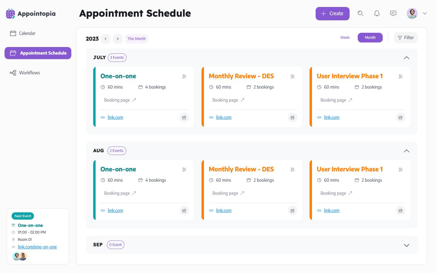  Appointment schedule