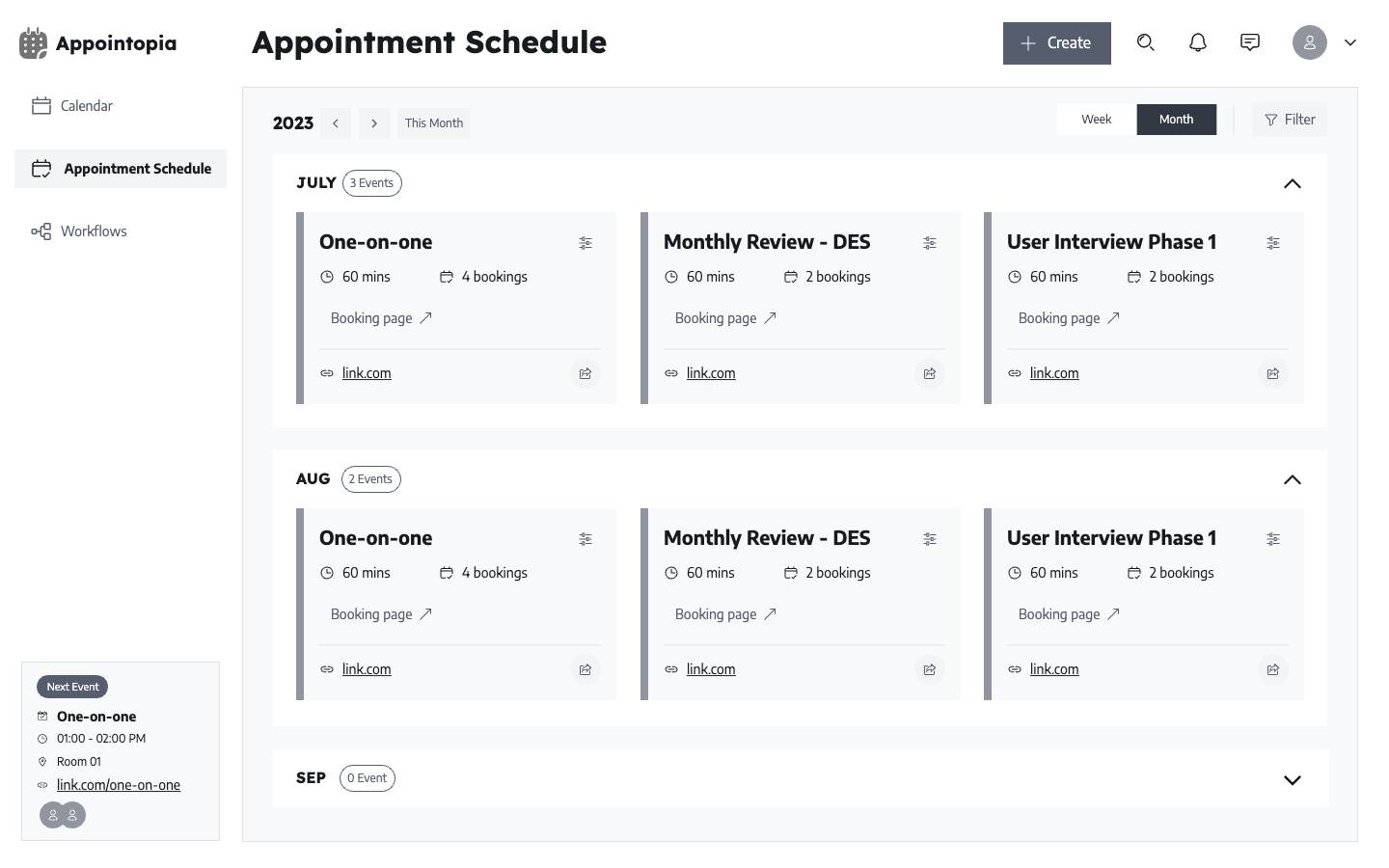  Appointment schedule