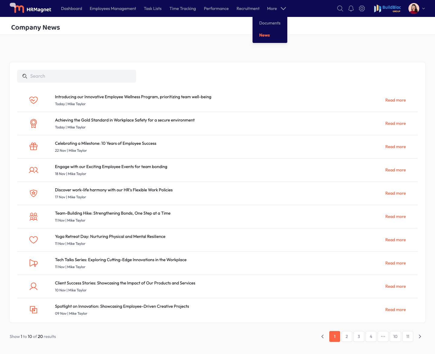 Company News -  Data Table