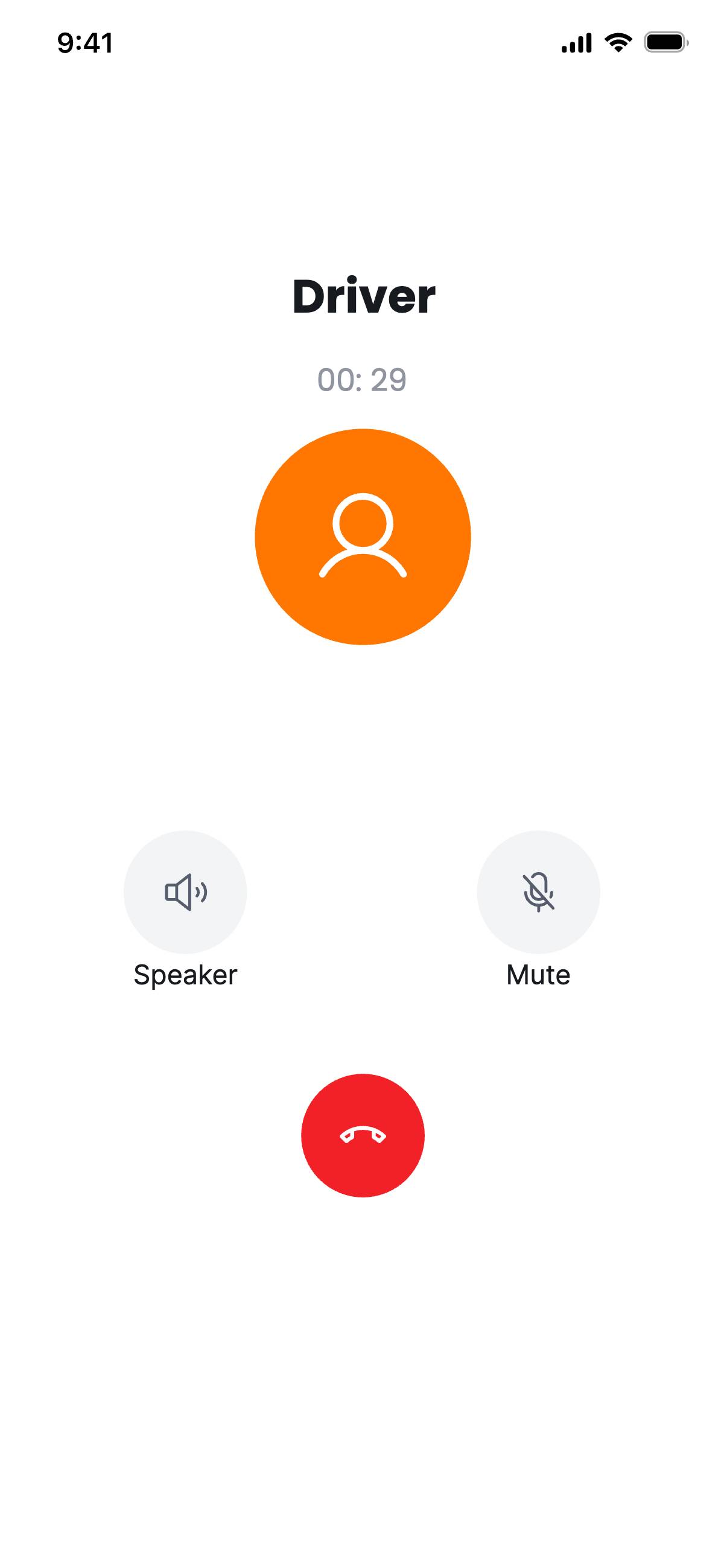 Audio call with  driver