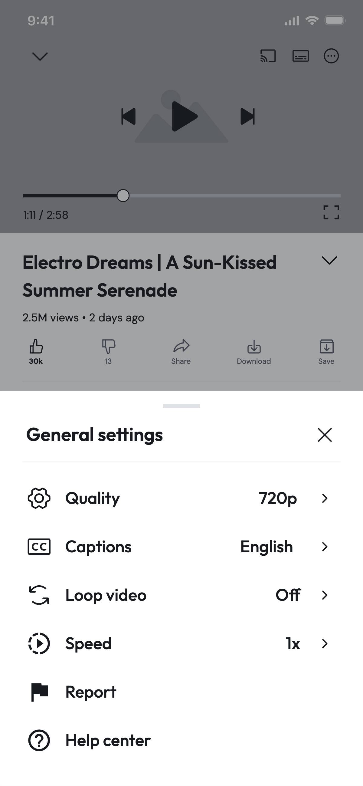 Video settings - General