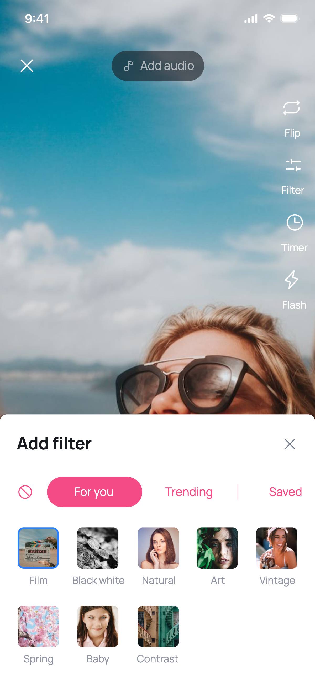 Create video - Select filter