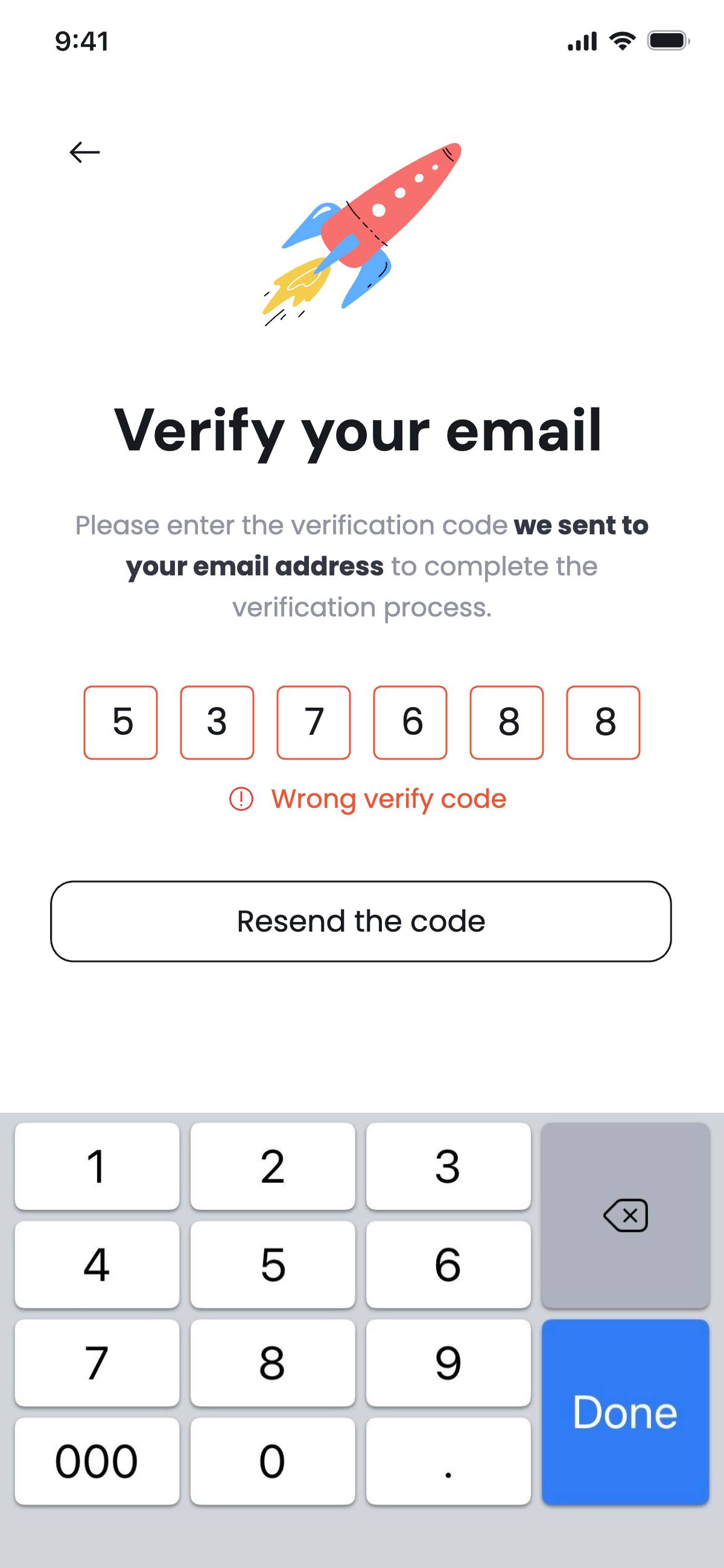 Sign up with email - Invalid code