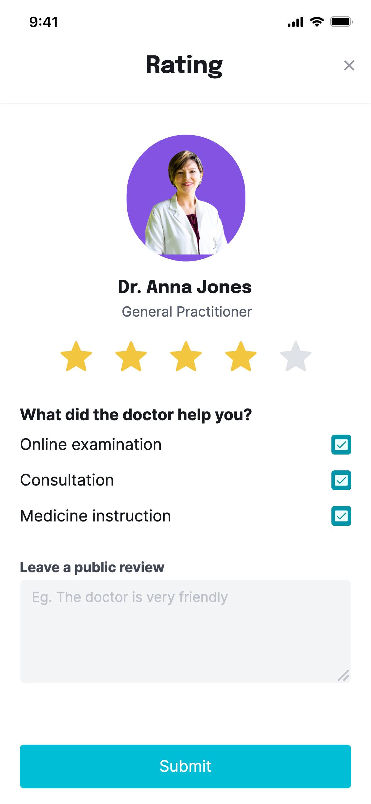 Send feedbacks to doctor