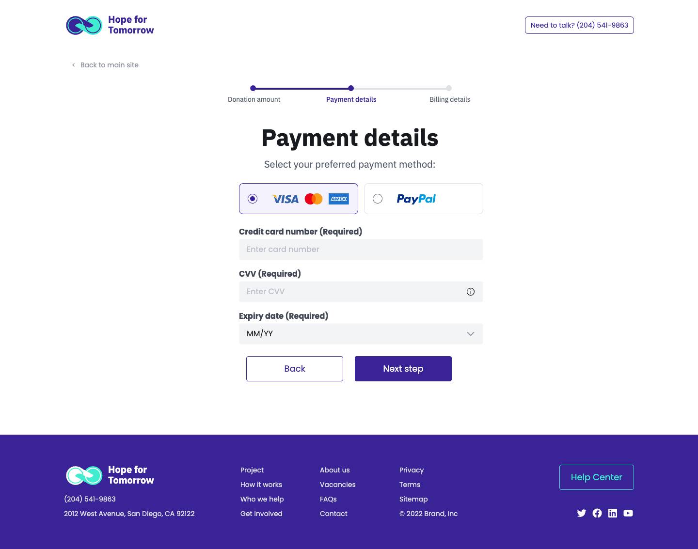 Donate - Select payment options