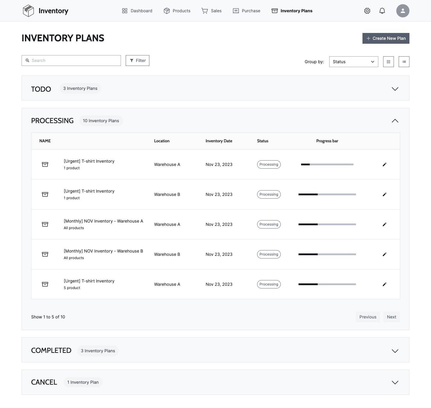  Inventory Plans