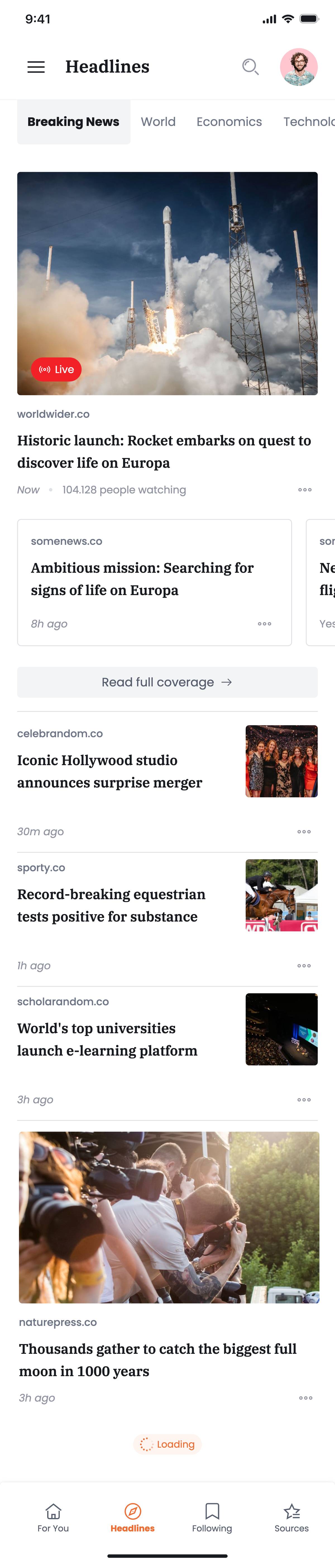 Headlines - News listing