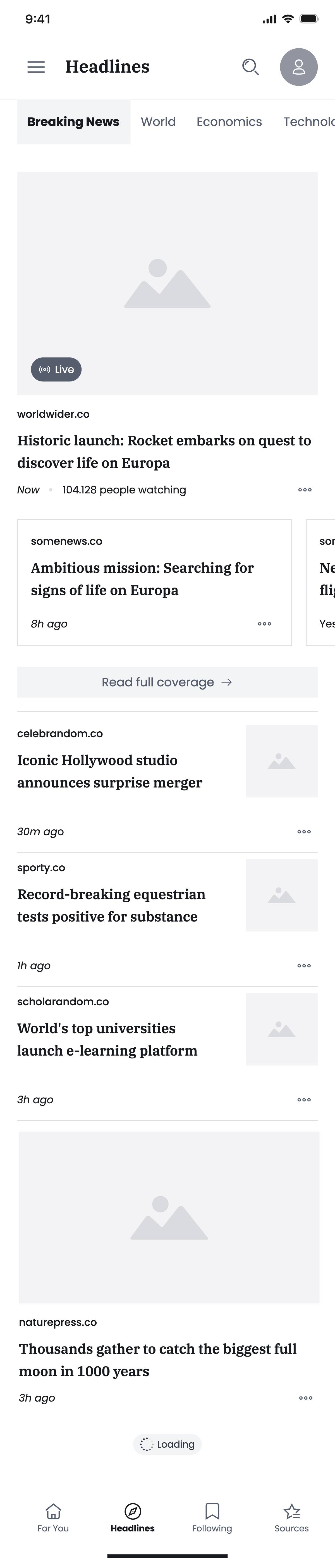 Headlines - News listing