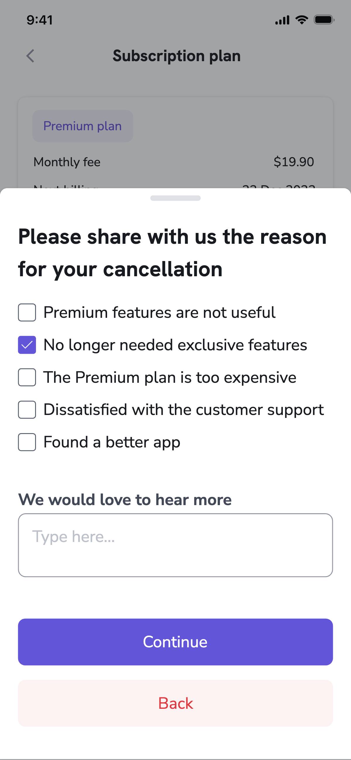 Cancelling subscription - Survey