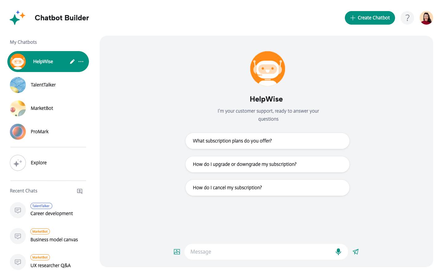 Inbox chat - Use chatbot