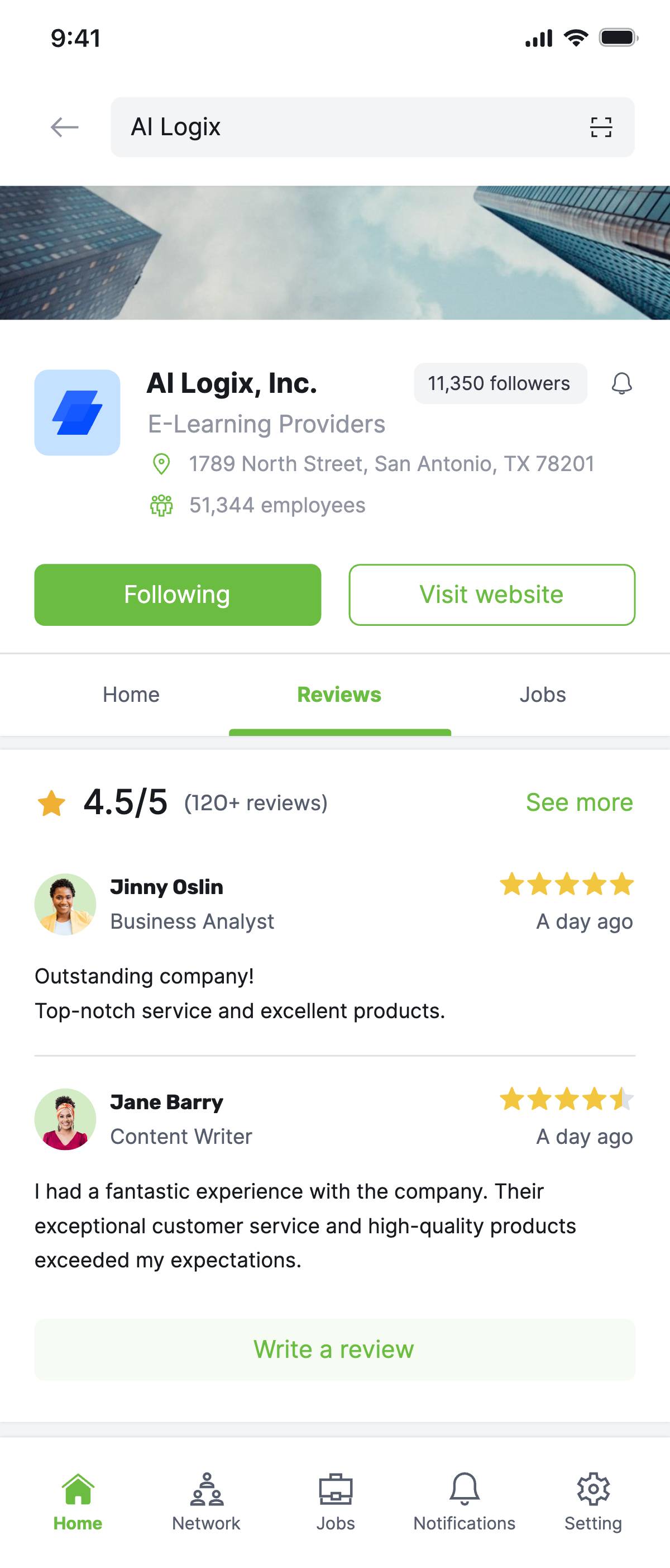 Company profile - Reviews