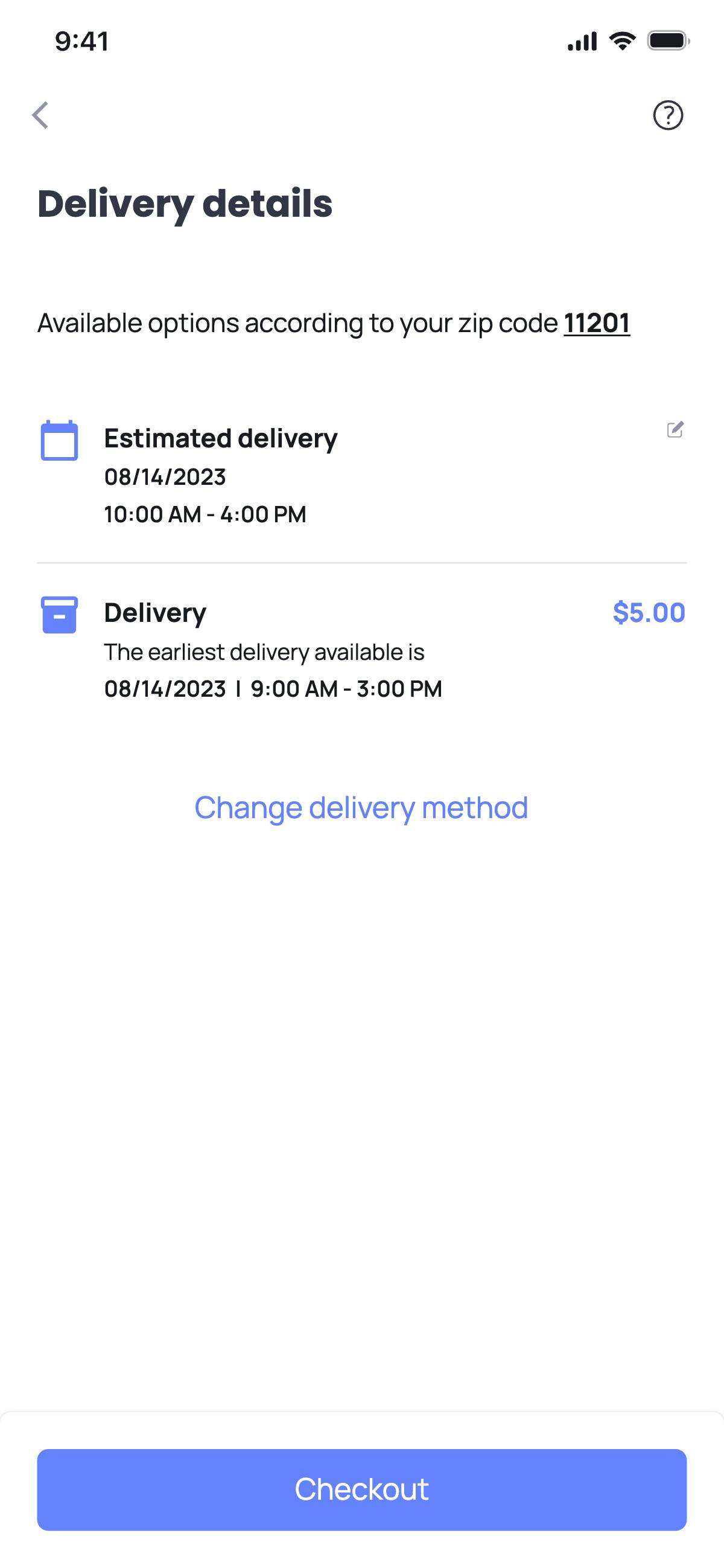 Checkout - Delivery details