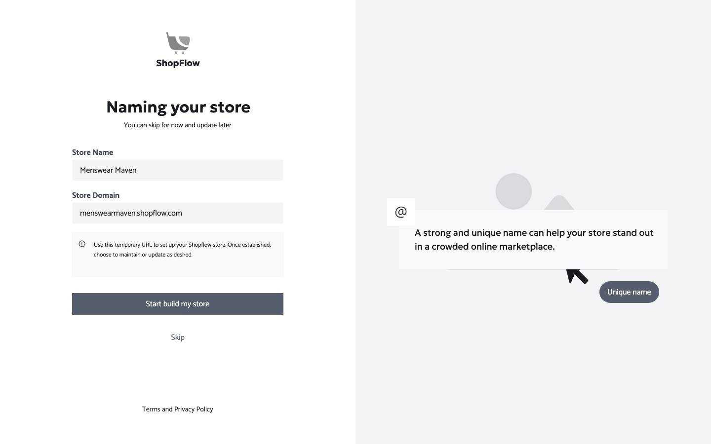 Onboarding - Input store name