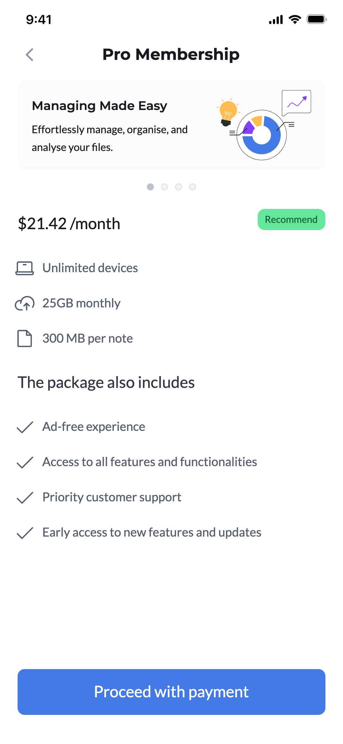 Upgrading account - View plan details