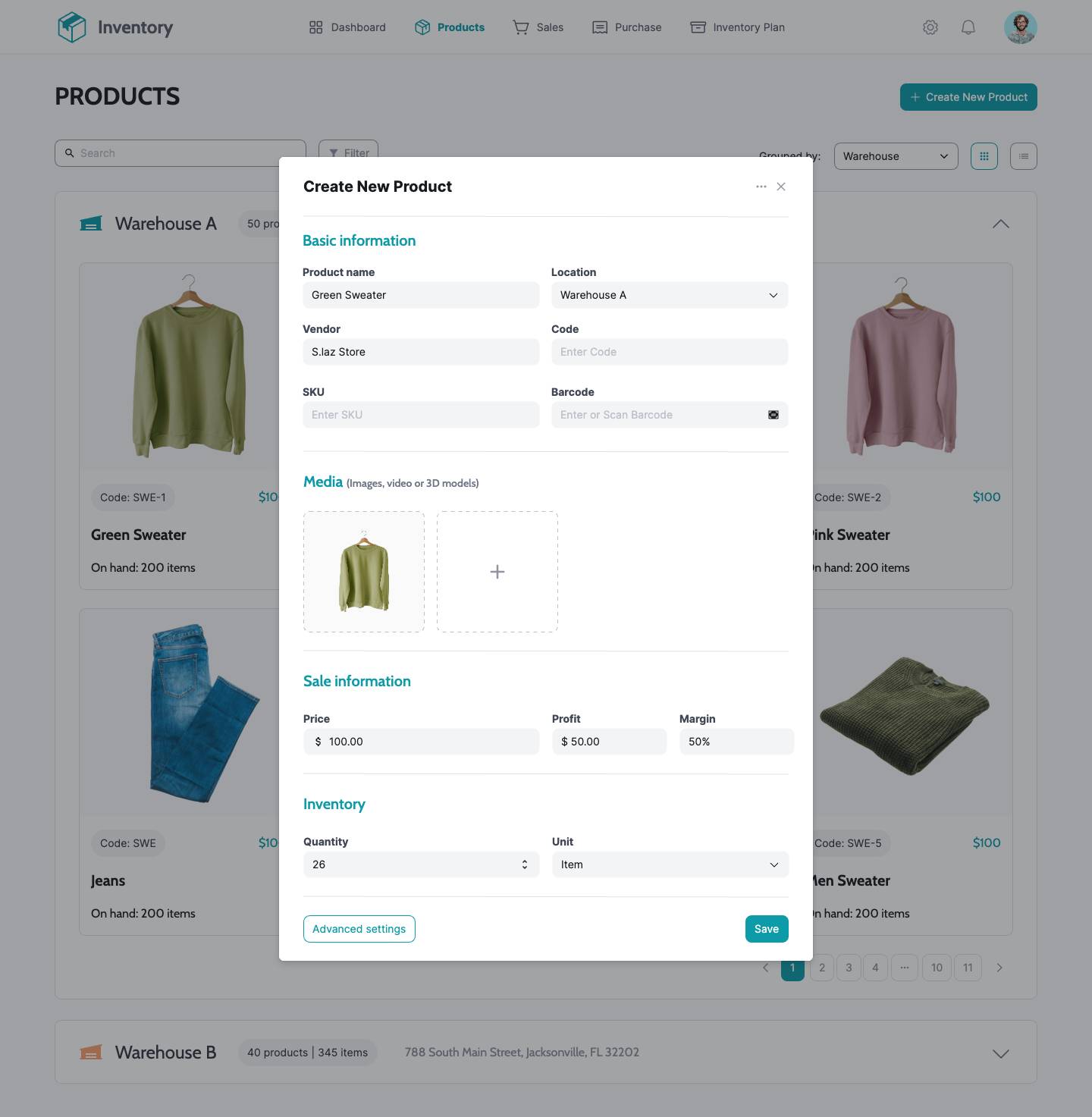 Product Inventory - Create New Product