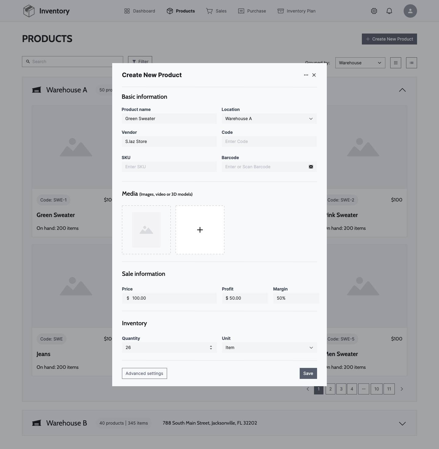 Product Inventory - Create New Product